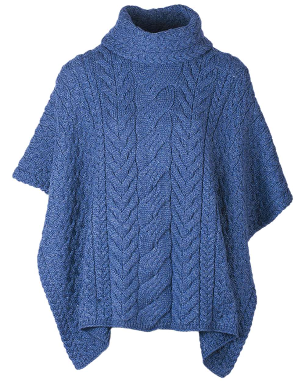 Aran Merino Wool Cowl Neck Poncho - Image 10