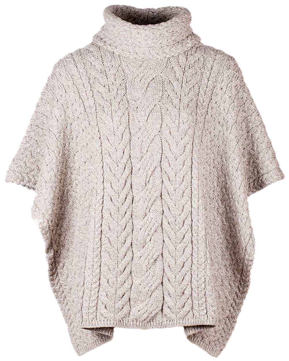 Aran Merino Wool Cowl Neck Poncho - Image 14
