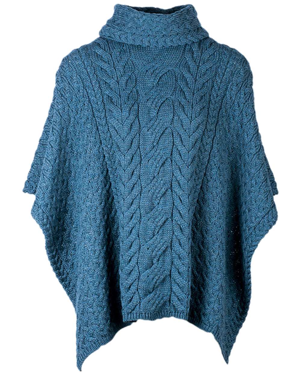 Aran Merino Wool Cowl Neck Poncho - Image 16