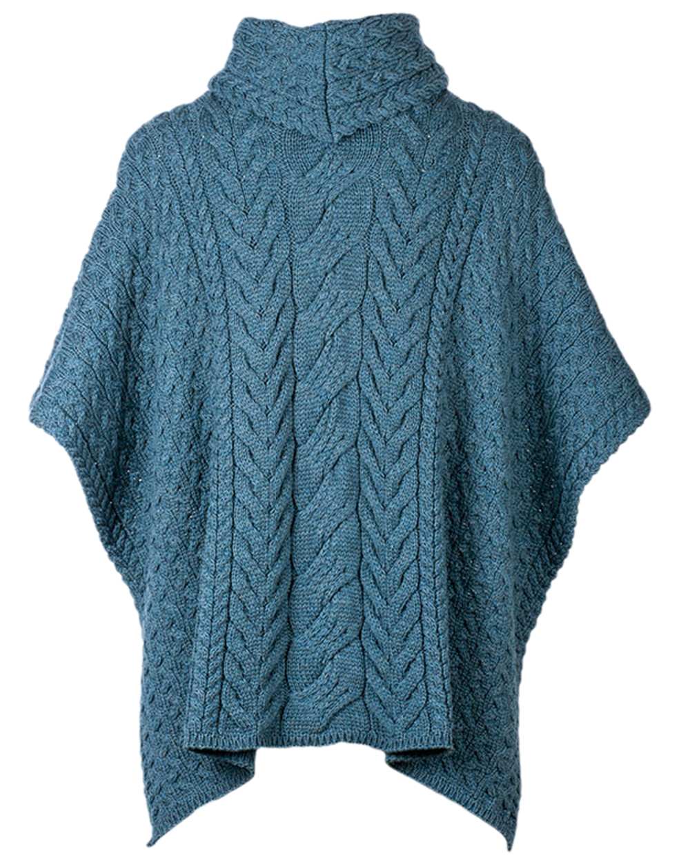 Aran Merino Wool Cowl Neck Poncho - Image 17