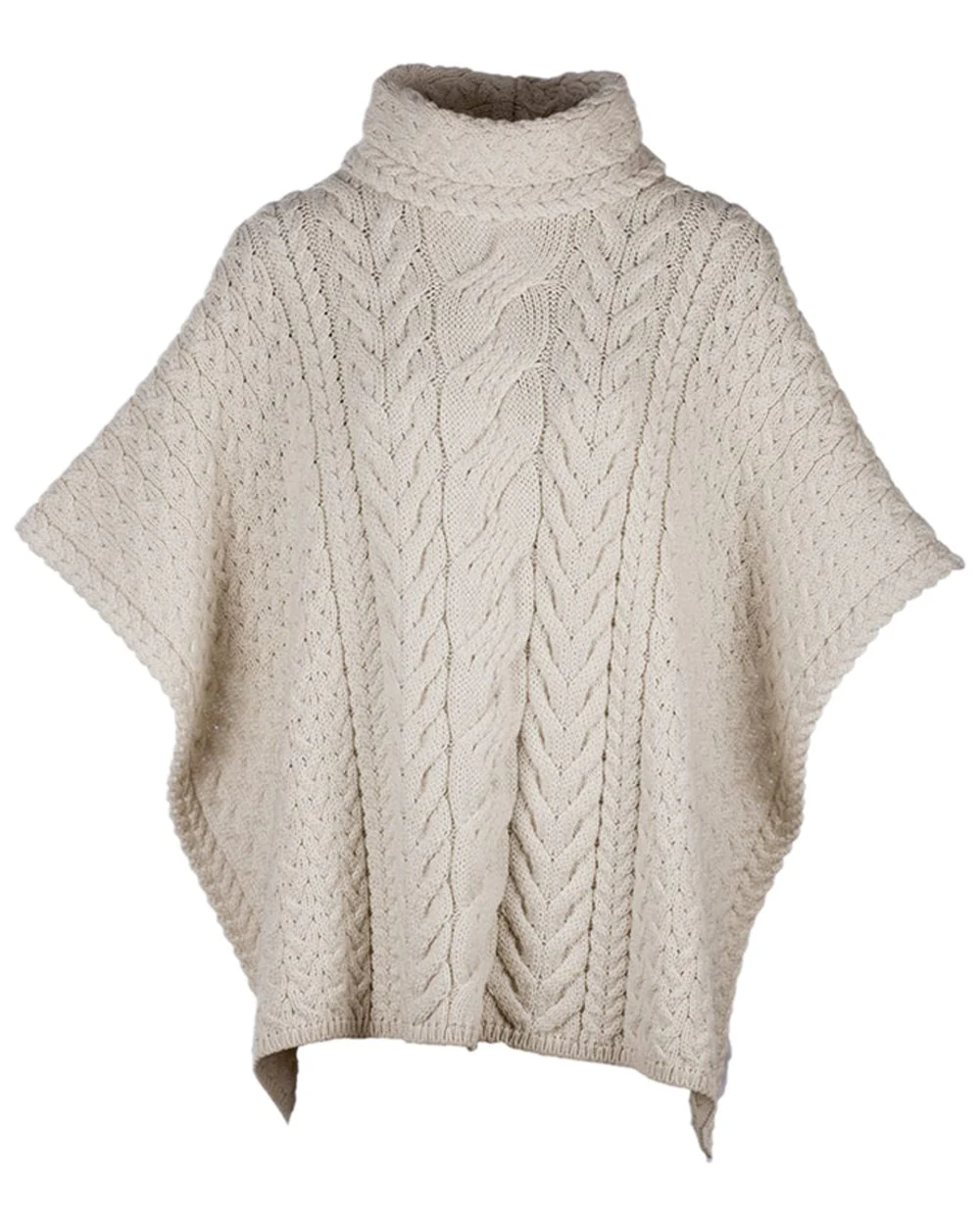Aran Merino Wool Cowl Neck Poncho - Image 4