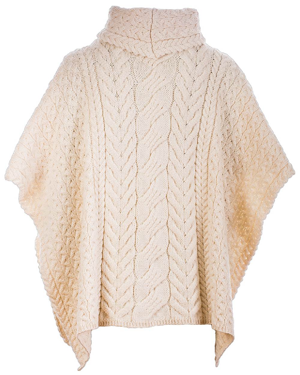 Aran Merino Wool Cowl Neck Poncho - Image 9