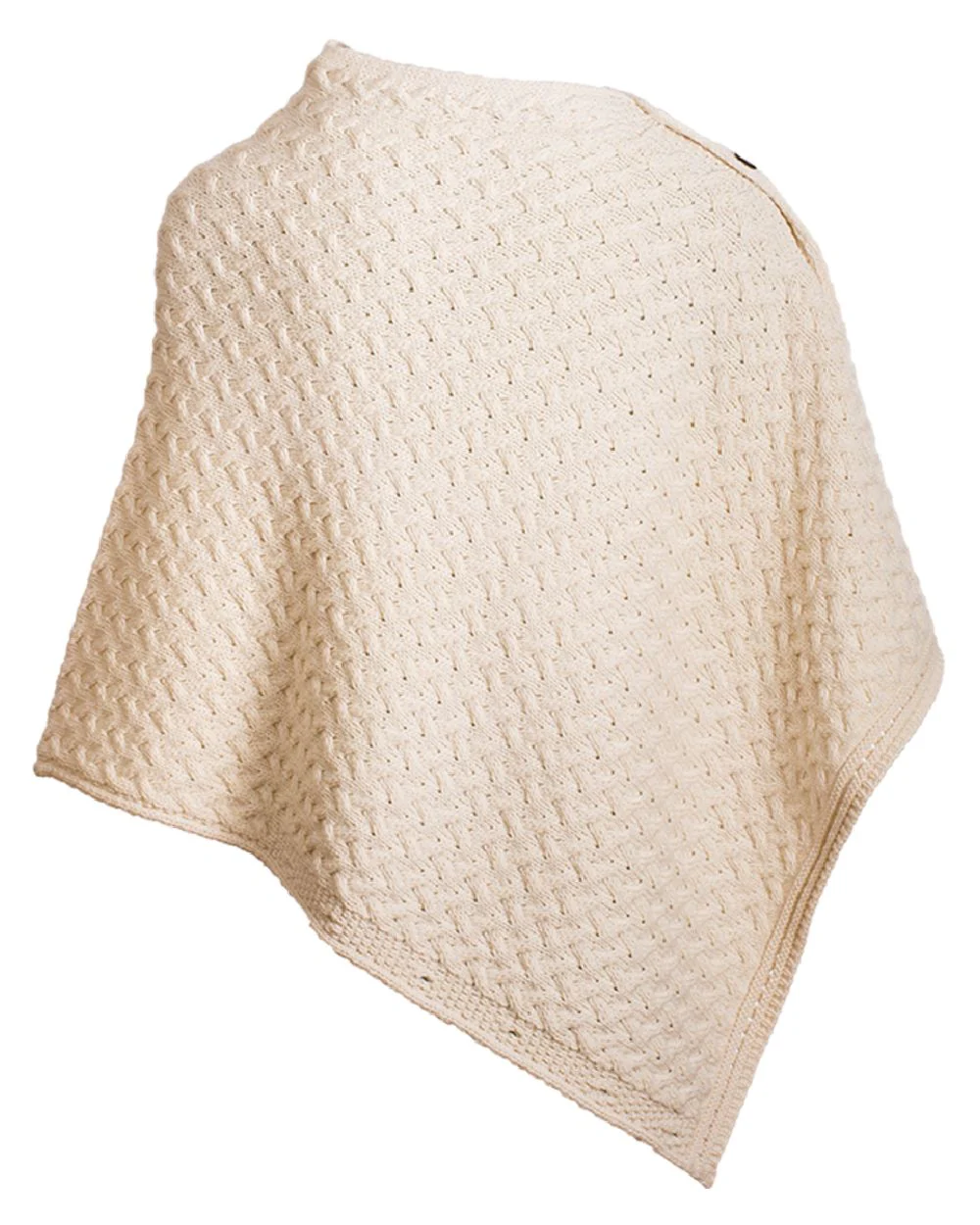 Aran Merino Wool Knit Button Poncho - Image 13