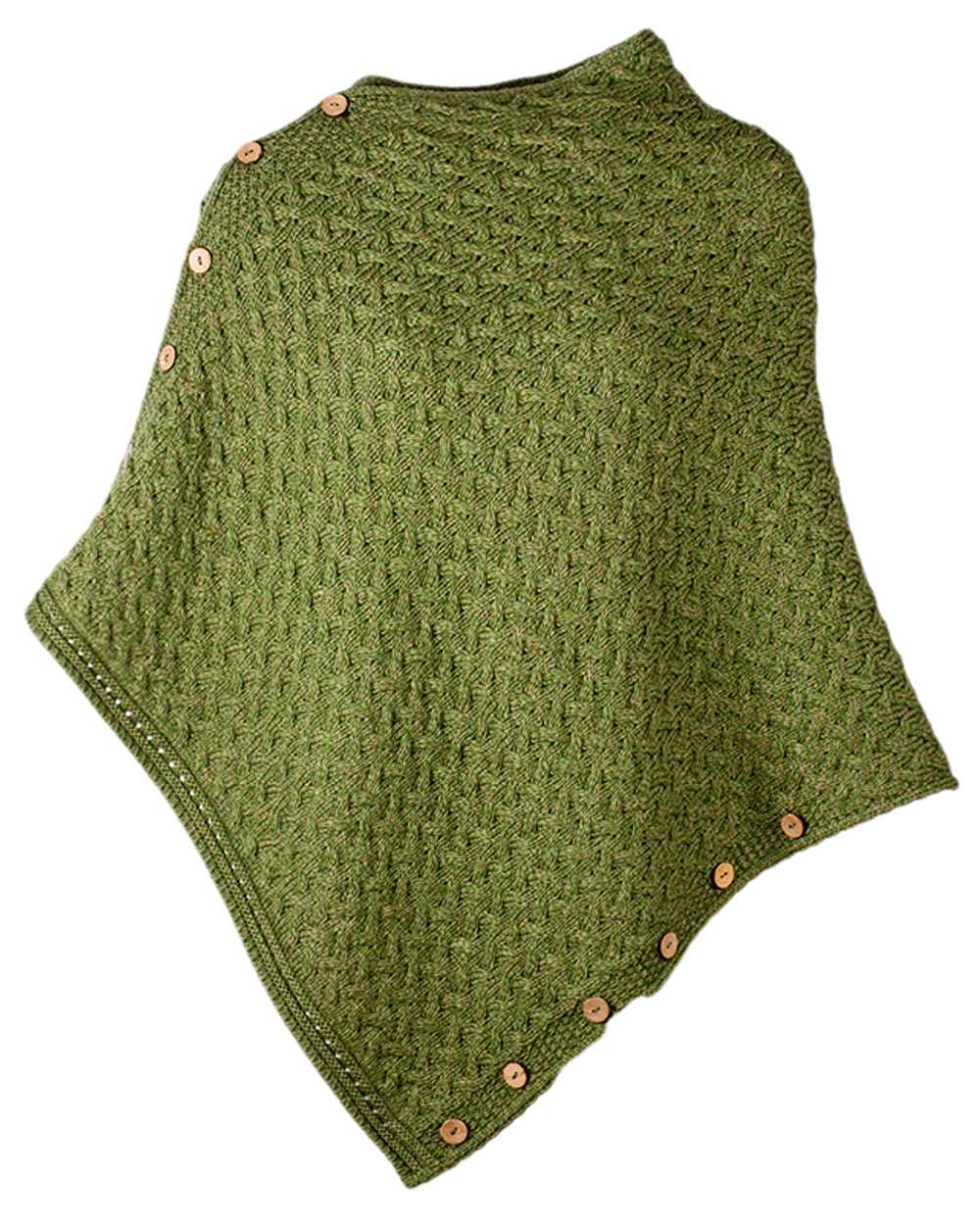 Aran Merino Wool Knit Button Poncho - Image 14