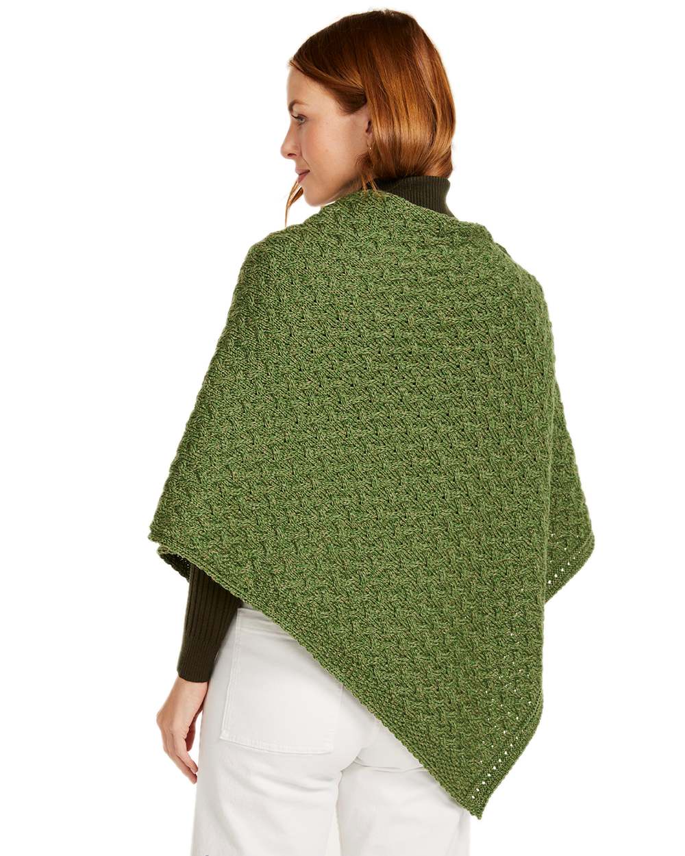 Aran Merino Wool Knit Button Poncho - Image 17