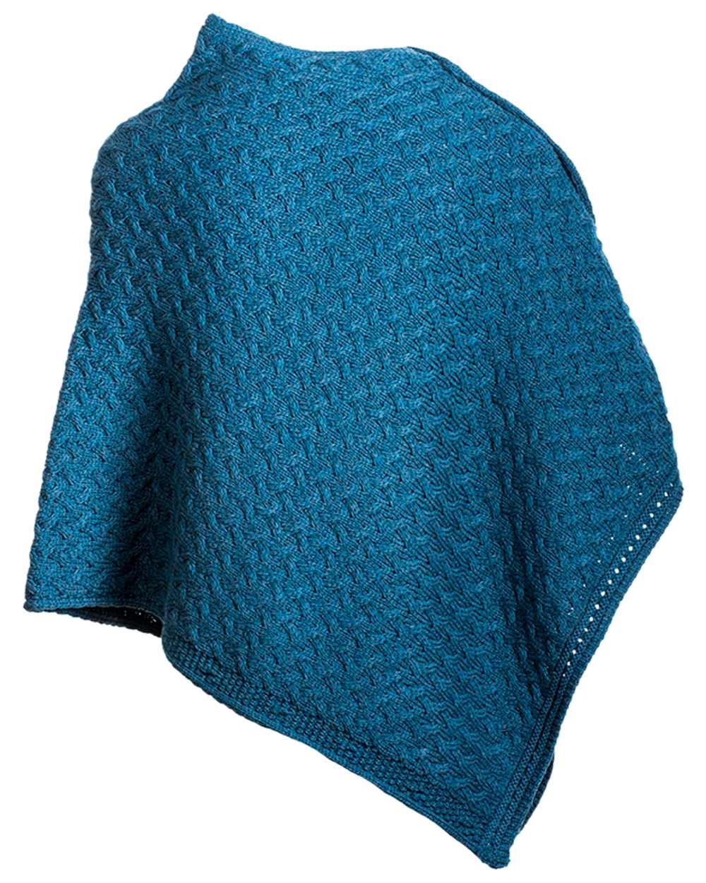 Aran Merino Wool Knit Button Poncho - Image 6