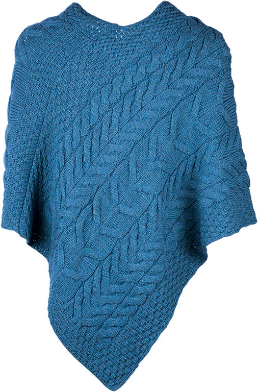 Aran Merino Wool Knit Poncho - Image 10