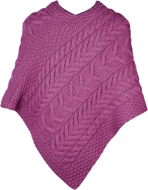 Aran Merino Wool Knit Poncho - Image 11