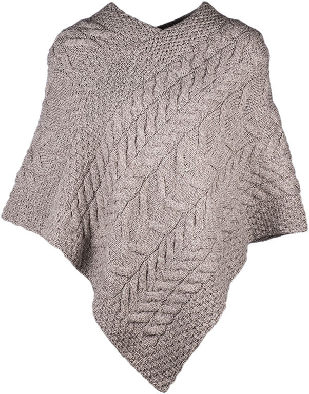 Aran Merino Wool Knit Poncho - Image 3