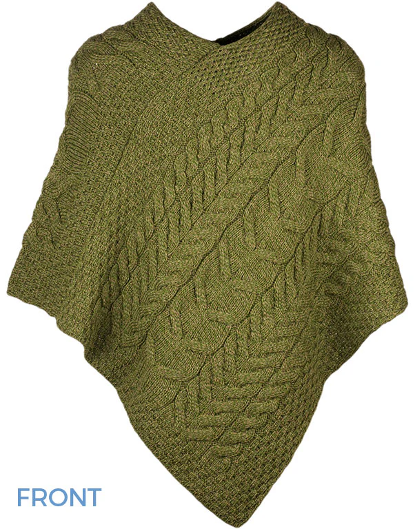 Aran Merino Wool Knit Poncho - Image 4
