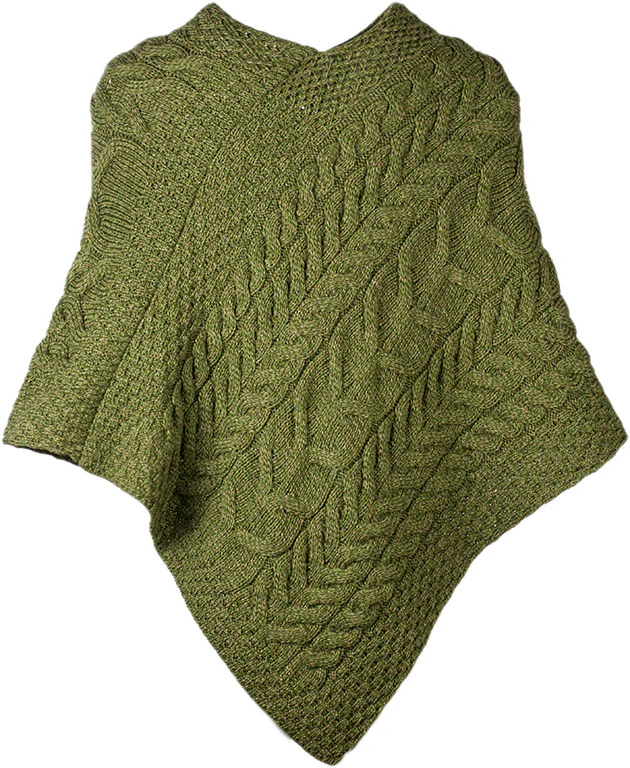 Aran Merino Wool Knit Poncho - Image 5