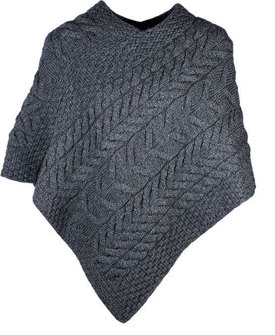 Aran Merino Wool Knit Poncho - Image 6