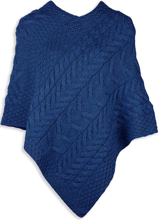 Aran Merino Wool Knit Poncho - Image 7