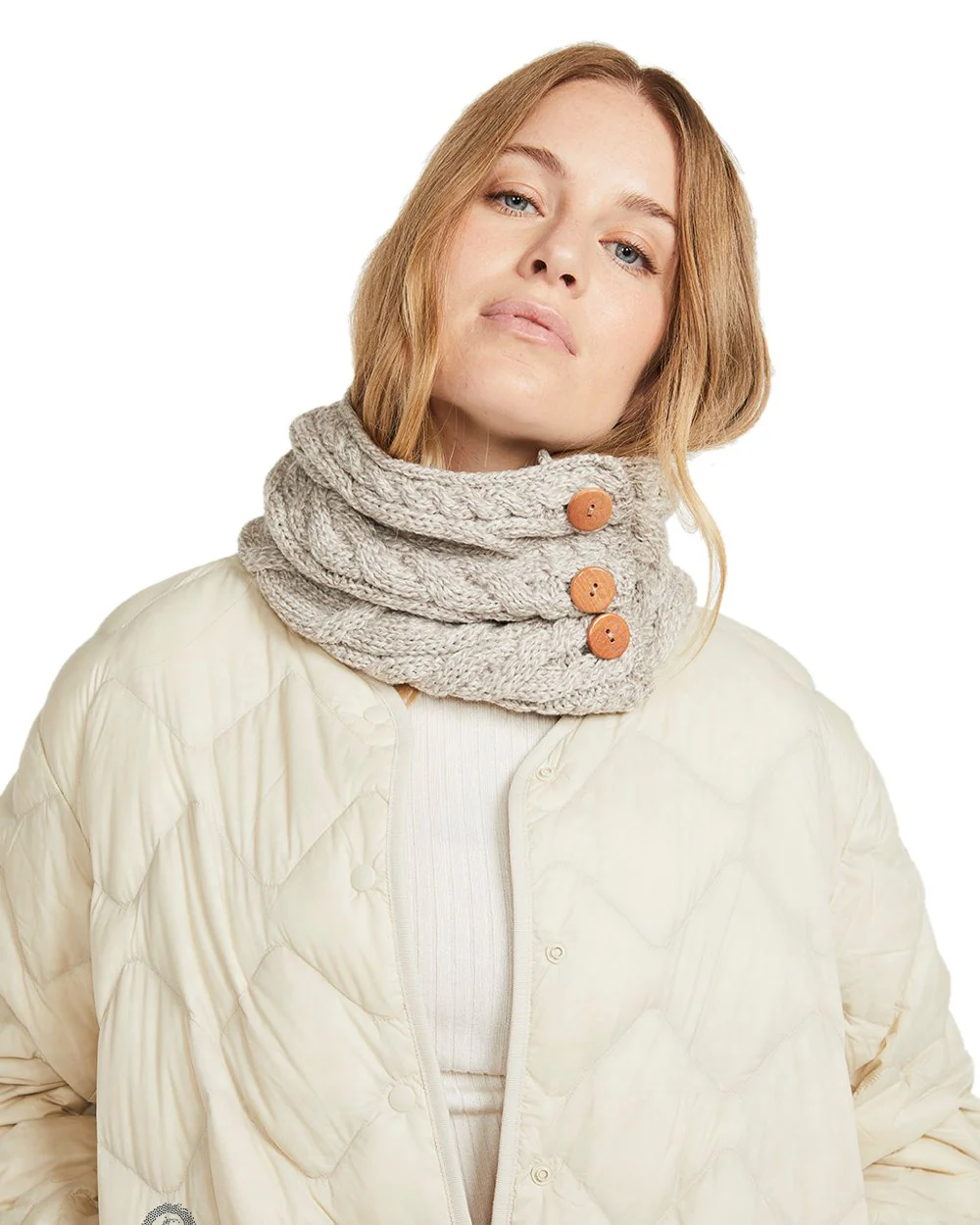 Aran Merino Wool Button Snood - Image 22