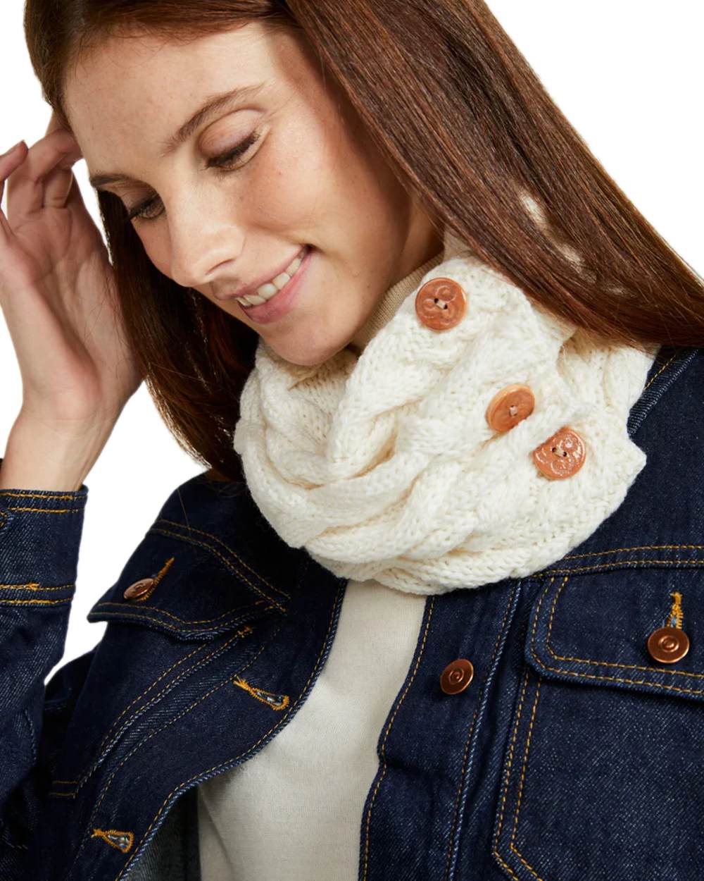 Aran Merino Wool Button Snood - Image 29