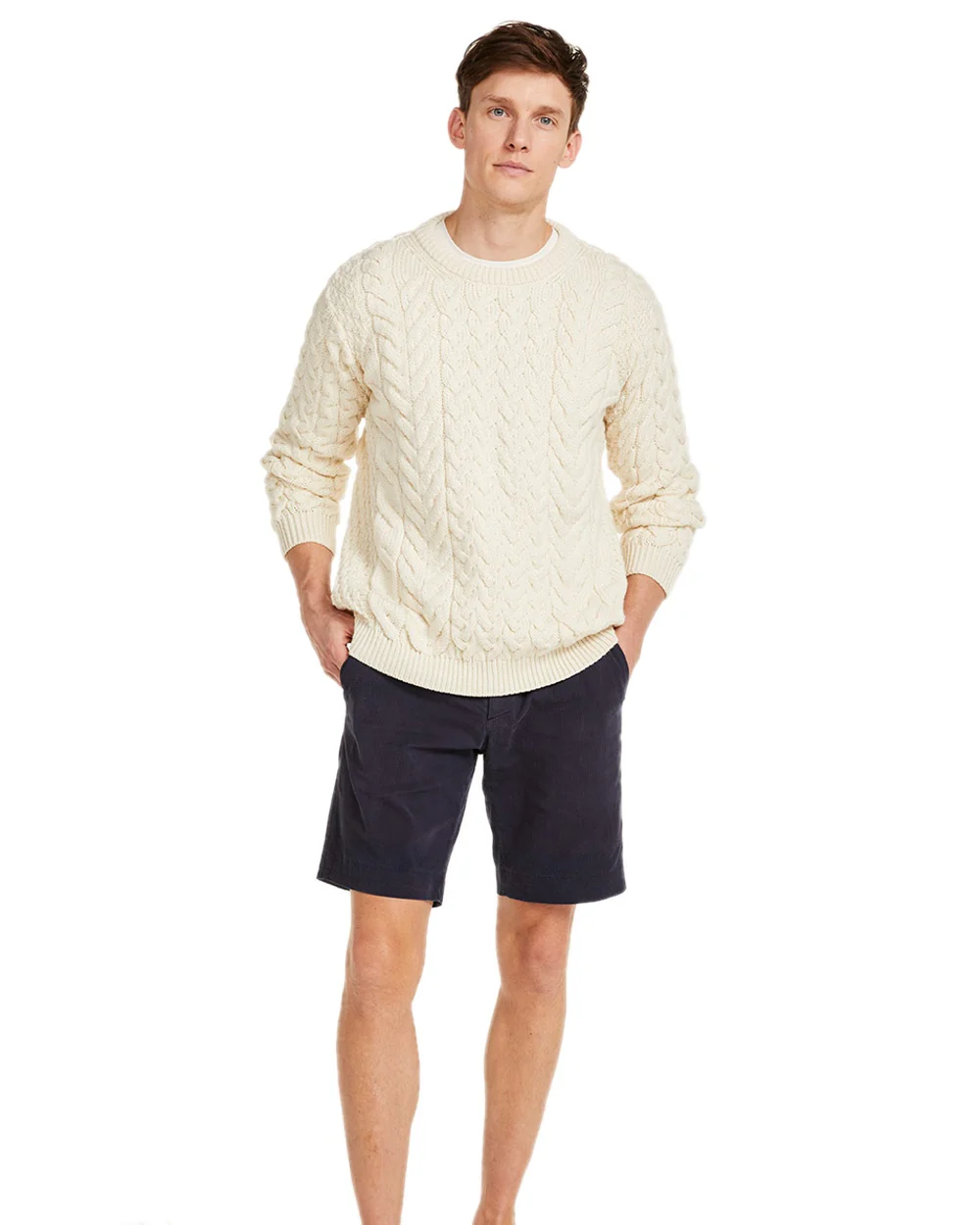Aran Merino Wool Crew Neck Jumper - Image 11