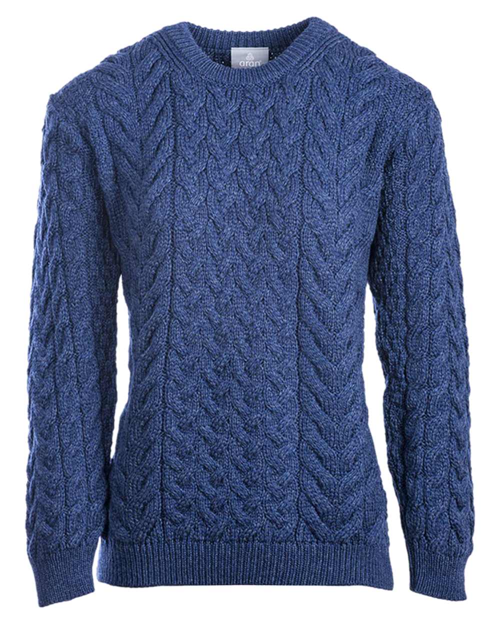 Aran Merino Wool Crew Neck Jumper - Image 13