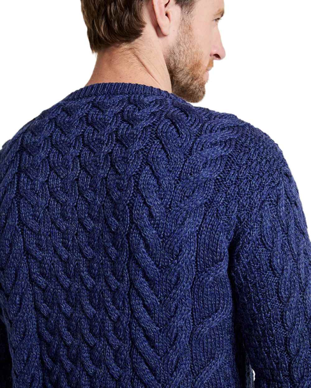 Aran Merino Wool Crew Neck Jumper - Image 15
