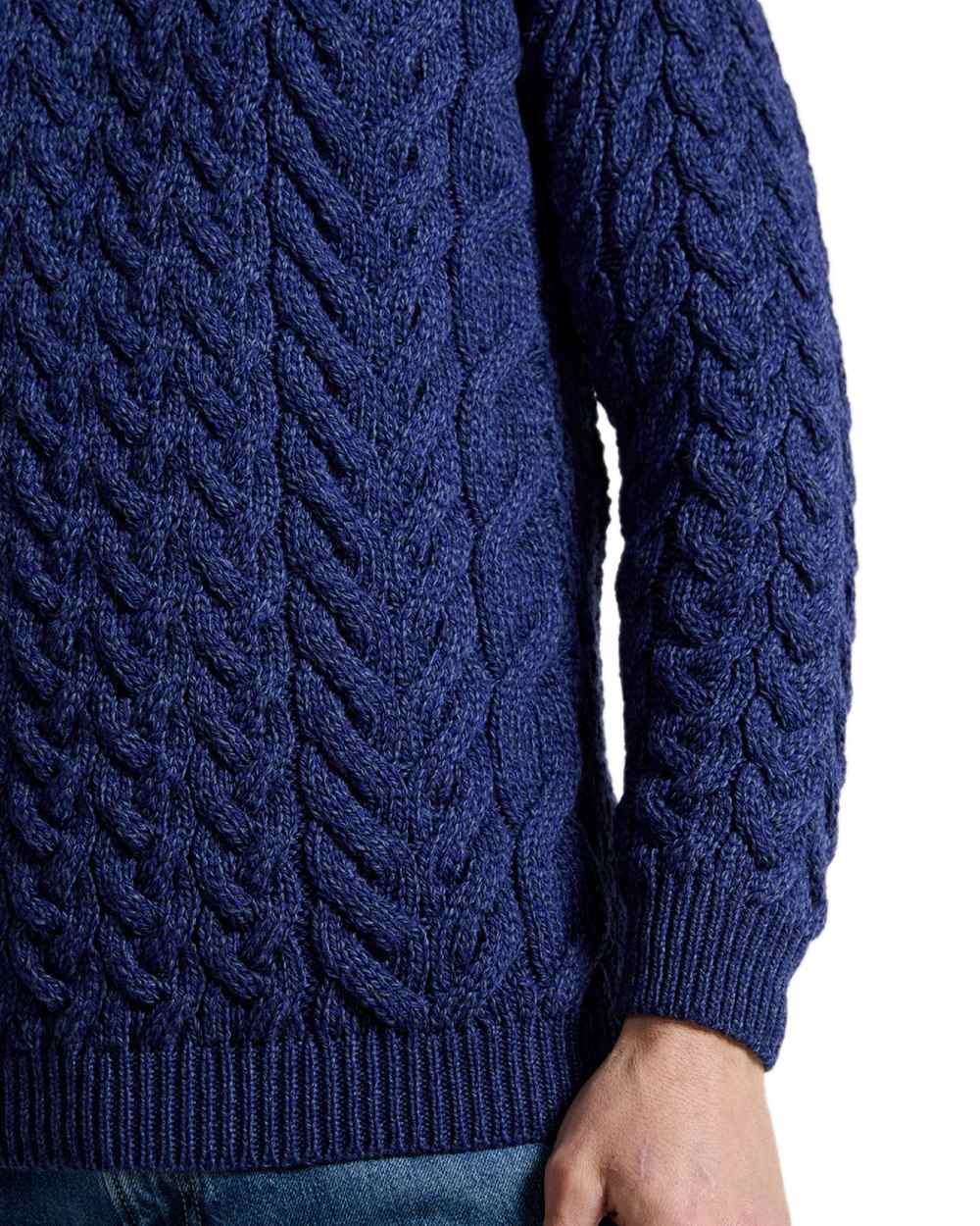 Aran Merino Wool Crew Neck Jumper - Image 16