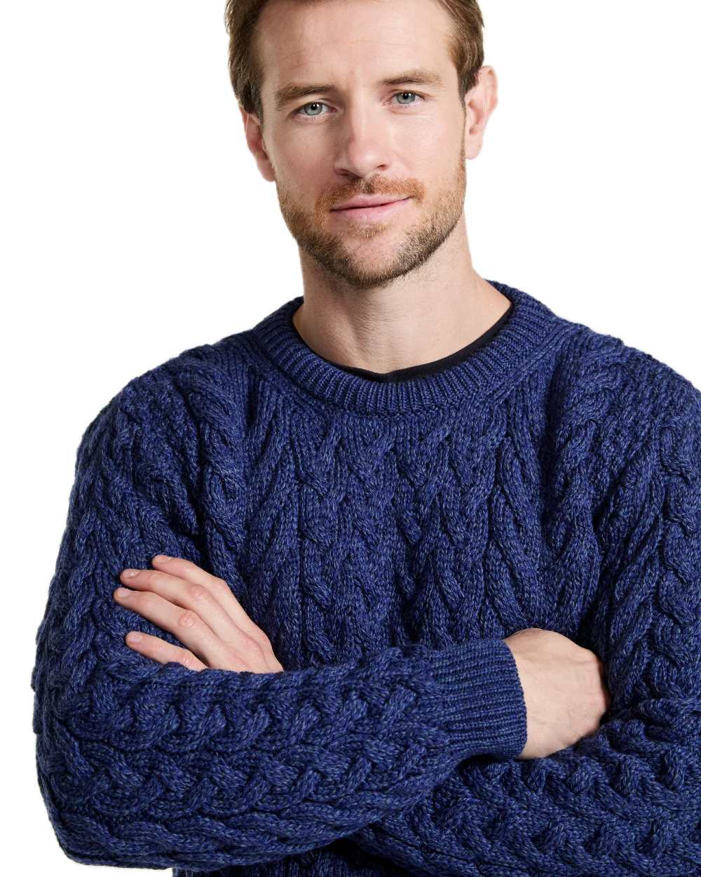 Aran Merino Wool Crew Neck Jumper - Image 17