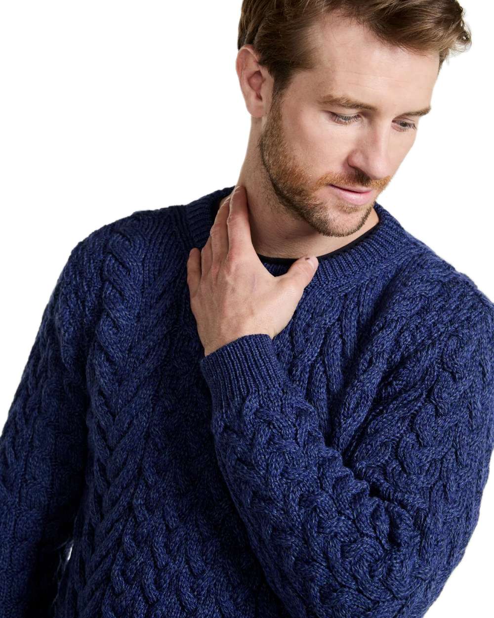 Aran Merino Wool Crew Neck Jumper - Image 18