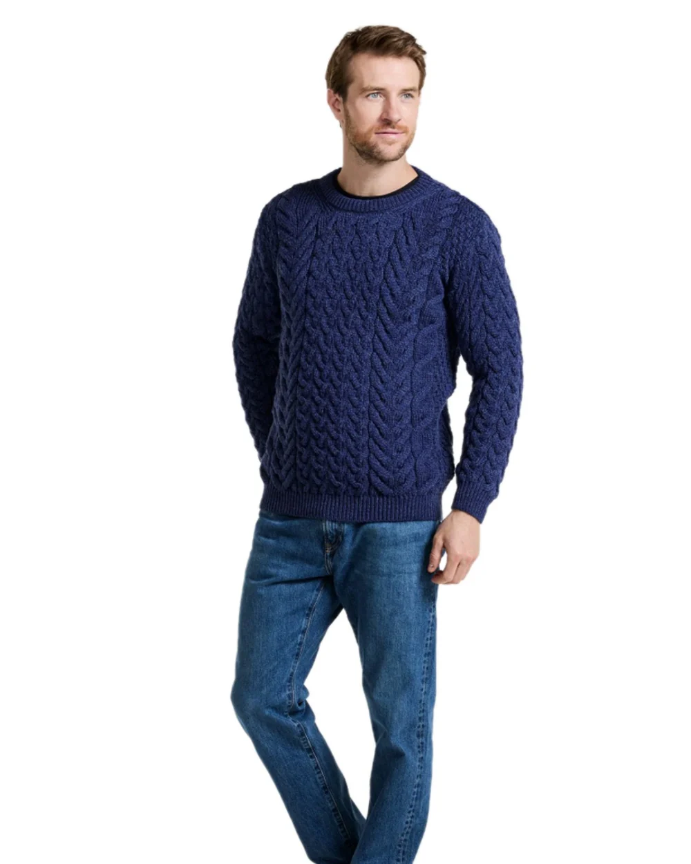 Aran Merino Wool Crew Neck Jumper - Image 19