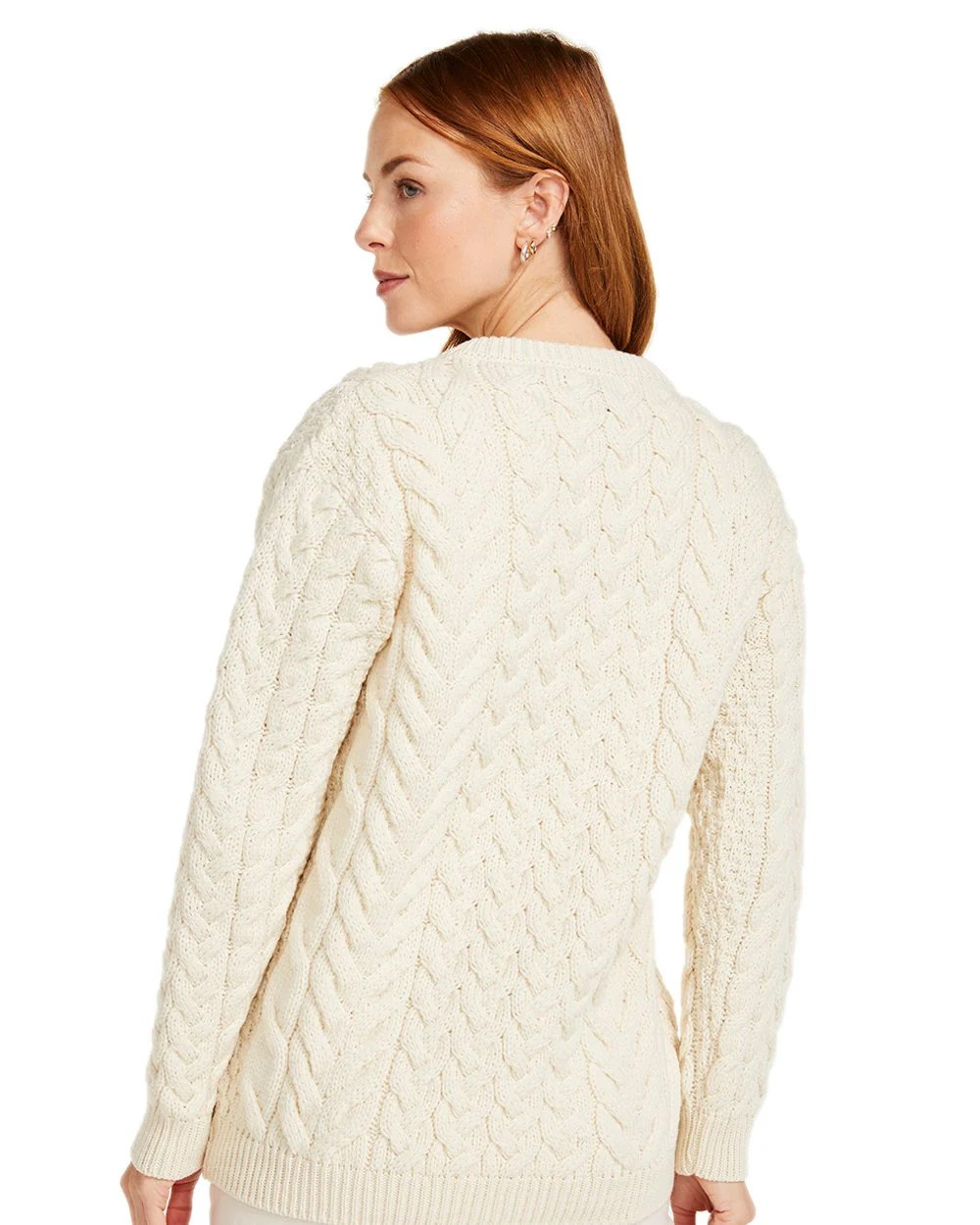 Aran Merino Wool Crew Neck Jumper - Image 8