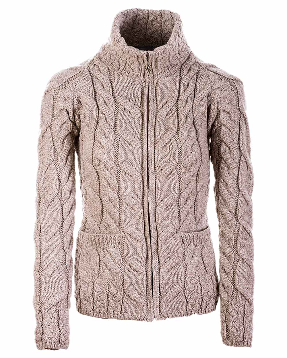 Aran Merino Wool Full Zip Cardigan - Image 15