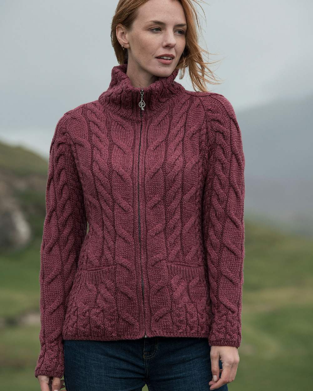 Aran Merino Wool Full Zip Cardigan - Image 3