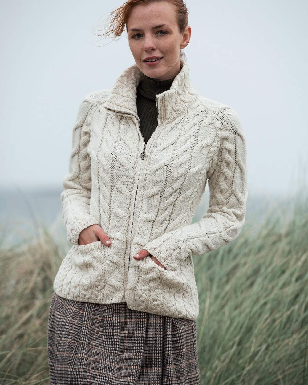 Aran Merino Wool Full Zip Cardigan - Image 5