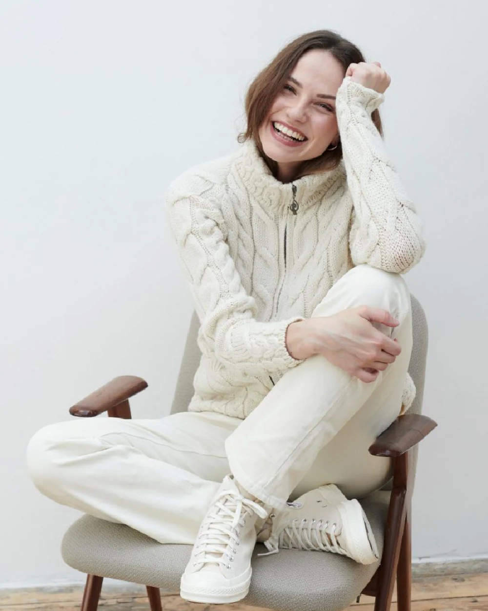 Aran Merino Wool Full Zip Cardigan - Image 8