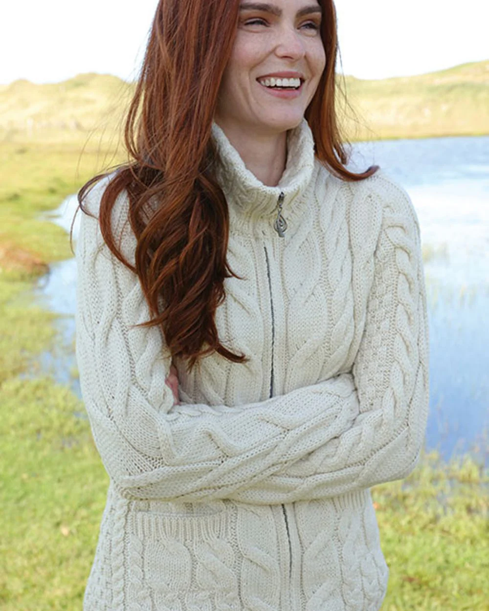 Aran Merino Wool Full Zip Cardigan - Image 9
