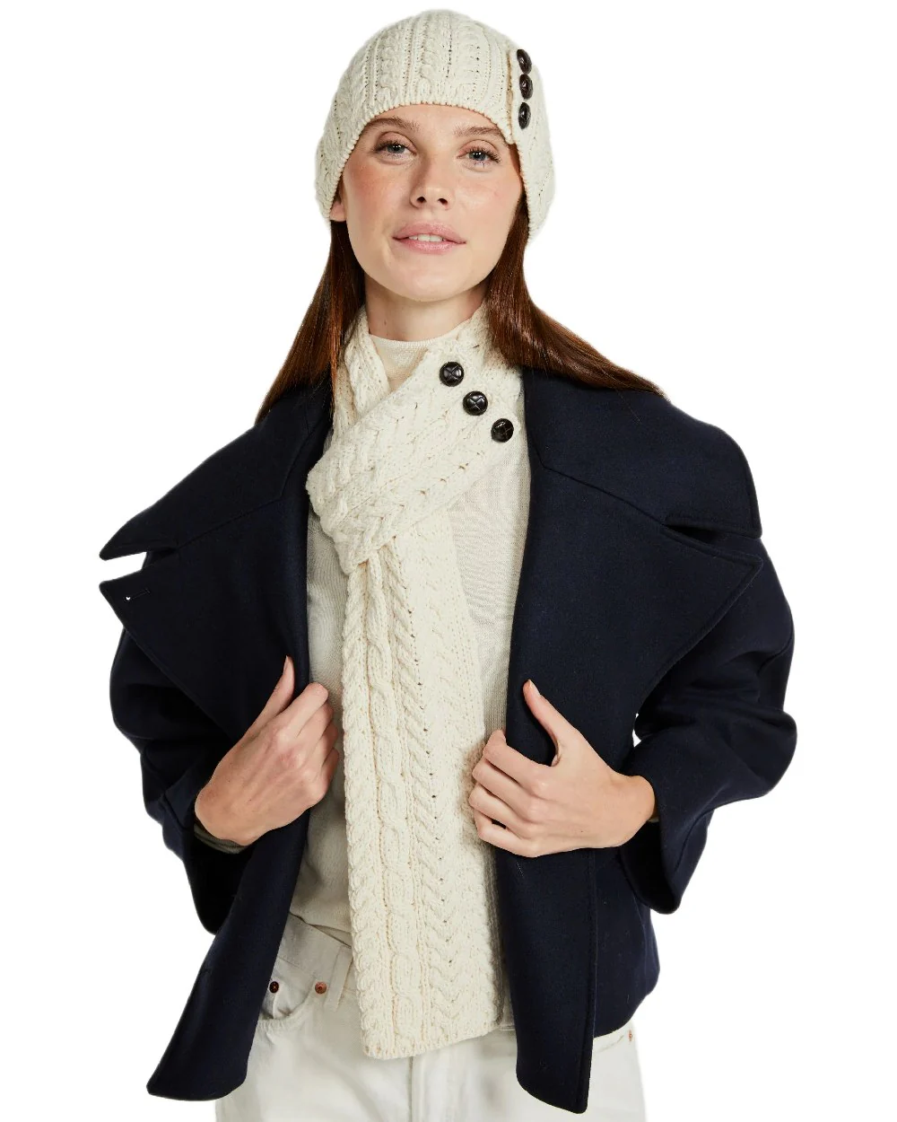 Aran Womens Ballina Buttoned Loop Scarf - Image 17