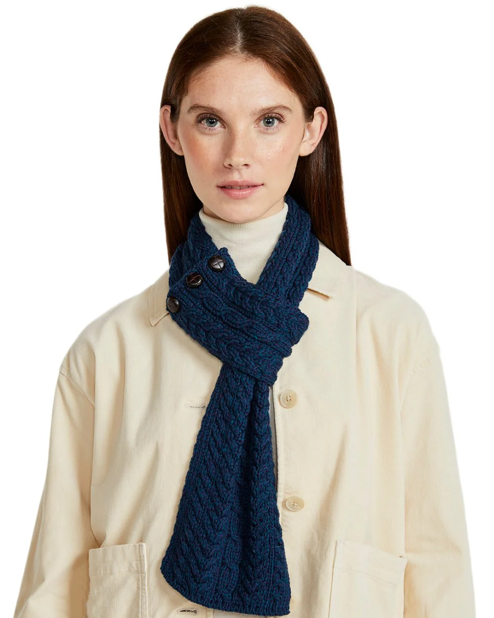Aran Womens Ballina Buttoned Loop Scarf - Image 2