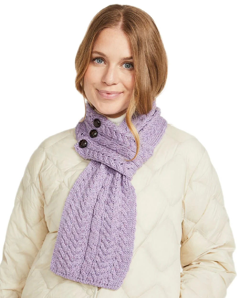 Aran Womens Ballina Buttoned Loop Scarf - Image 28