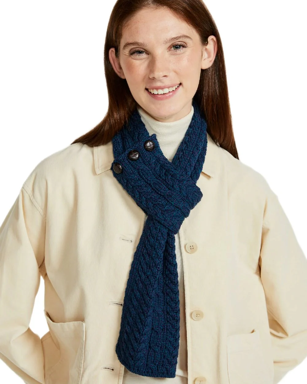 Aran Womens Ballina Buttoned Loop Scarf - Image 3