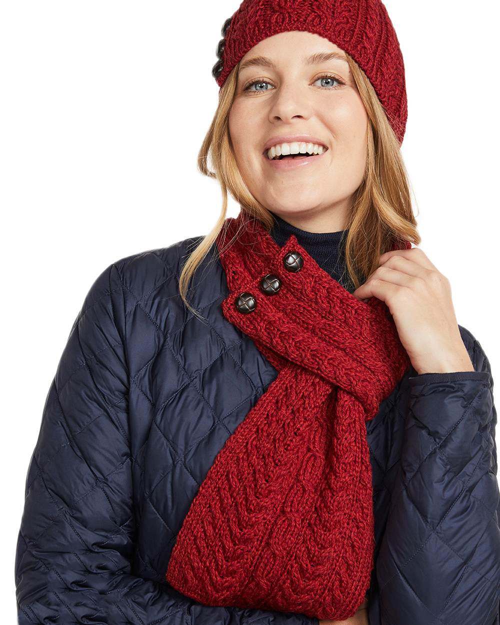 Aran Womens Ballina Buttoned Loop Scarf - Image 37