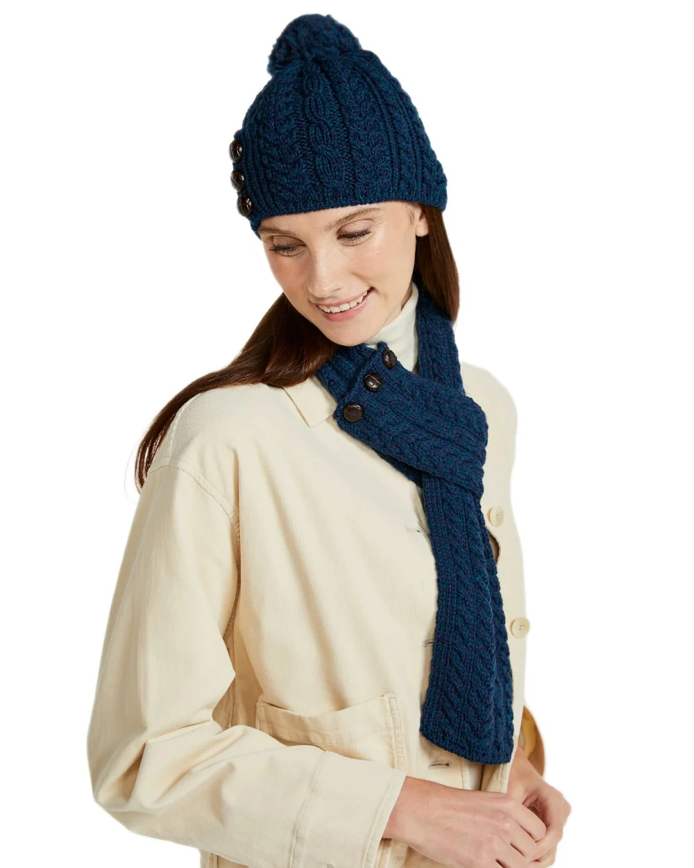 Aran Womens Ballina Buttoned Loop Scarf - Image 6