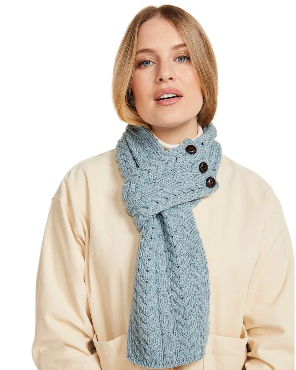 Aran Womens Ballina Buttoned Loop Scarf - Image 8