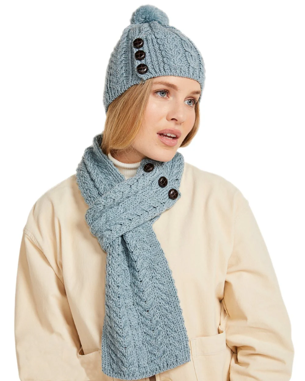 Aran Womens Ballina Buttoned Loop Scarf - Image 9