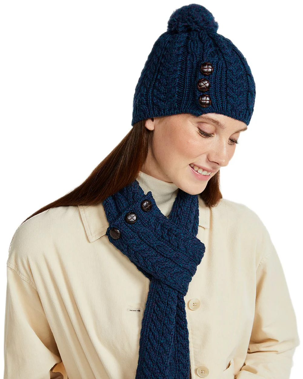 Aran Womens Cong Hat With Pom Pom - Image 3