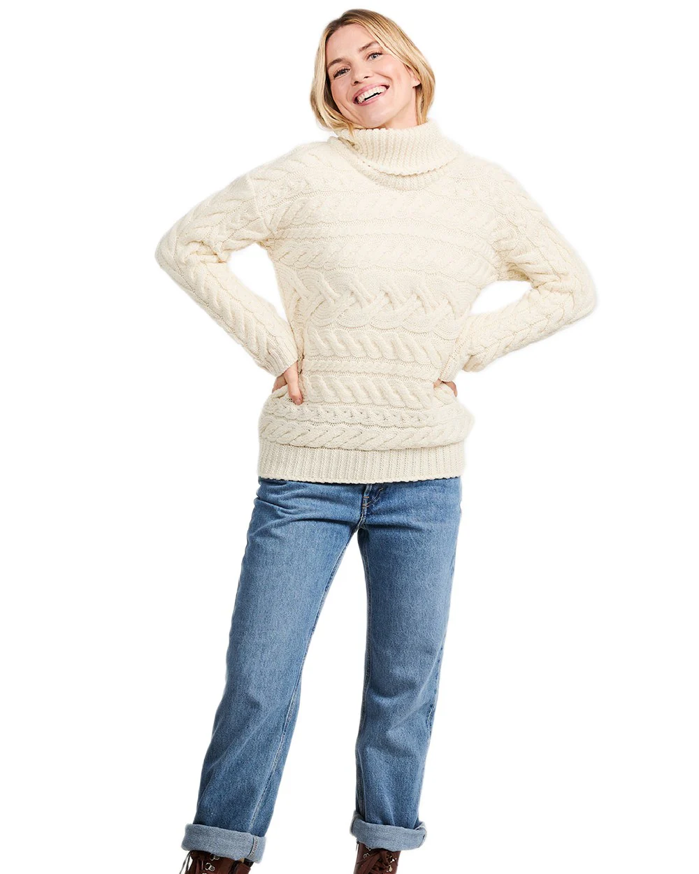 Aran Womens Derreen Horizontal Cable Sweater - Image 7