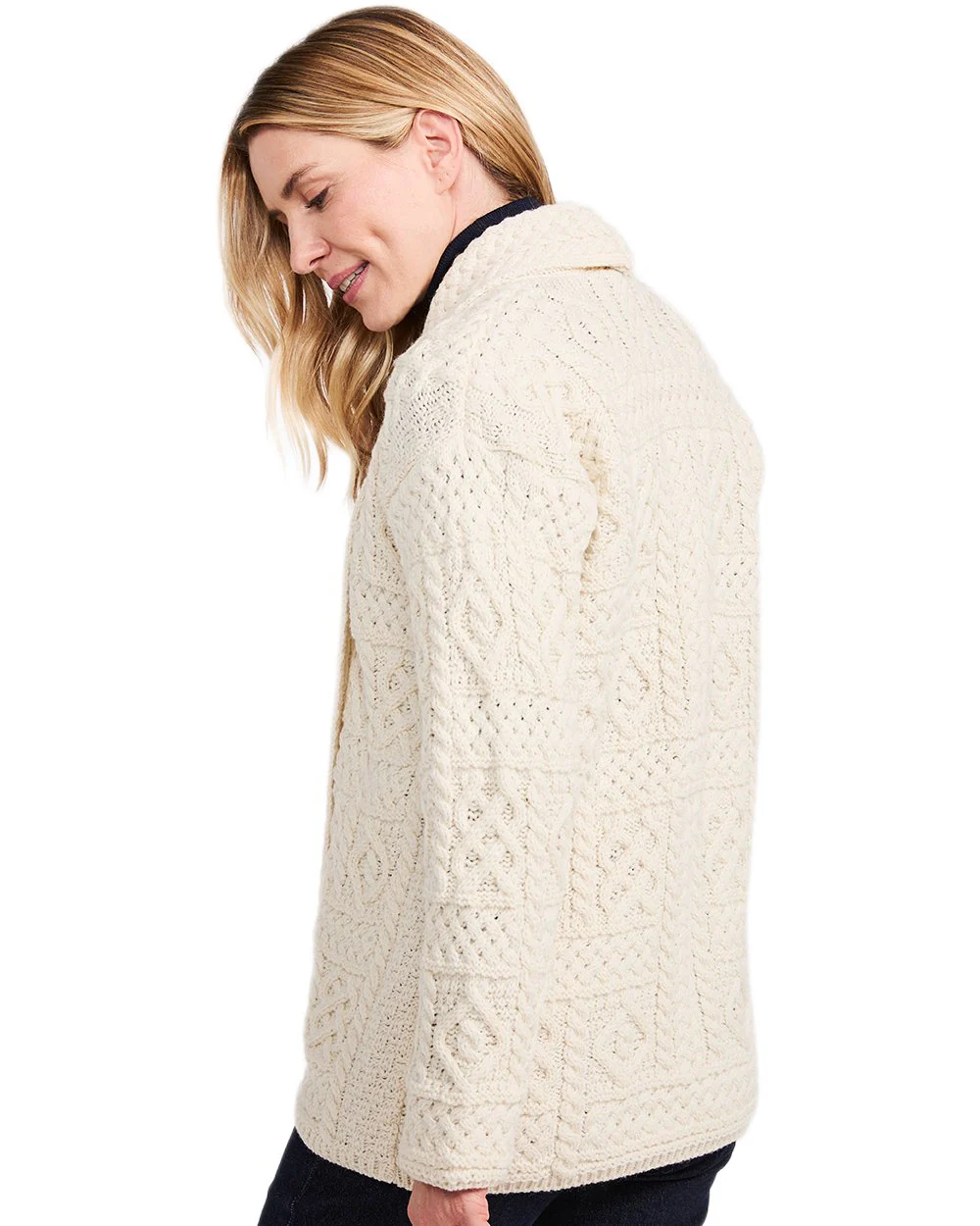 Aran Womens Liffey Merino Shawl Cardigan - Image 10
