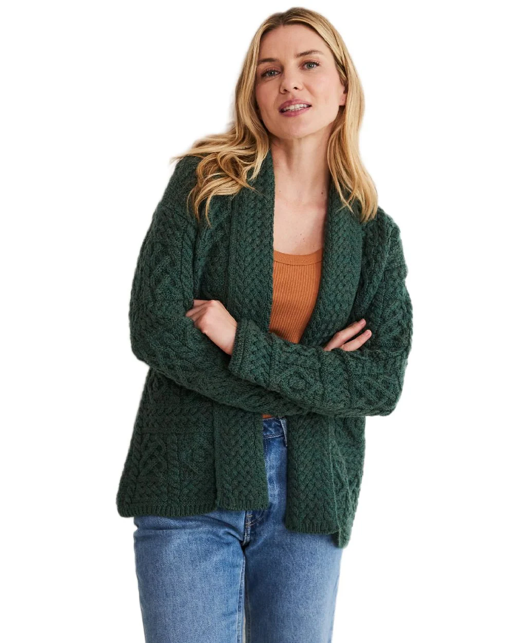 Aran Womens Liffey Merino Shawl Cardigan - Image 11