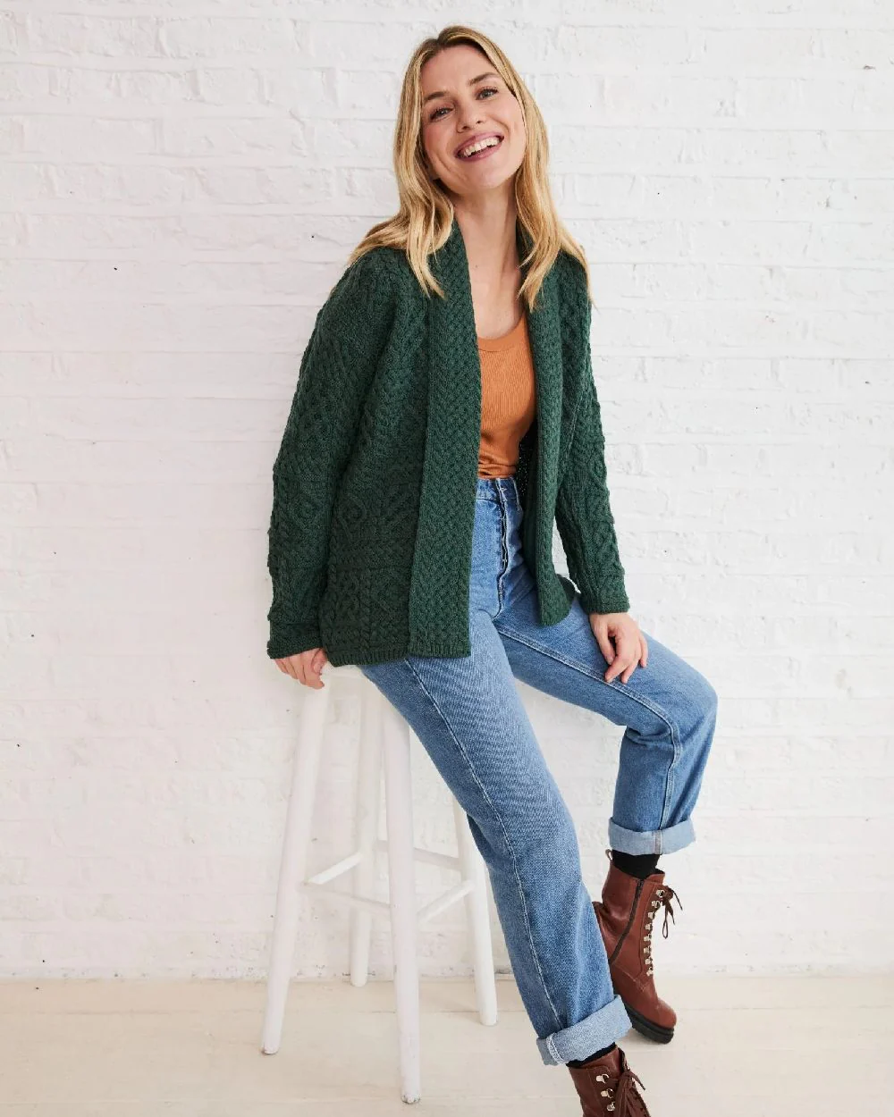 Aran Womens Liffey Merino Shawl Cardigan - Image 12