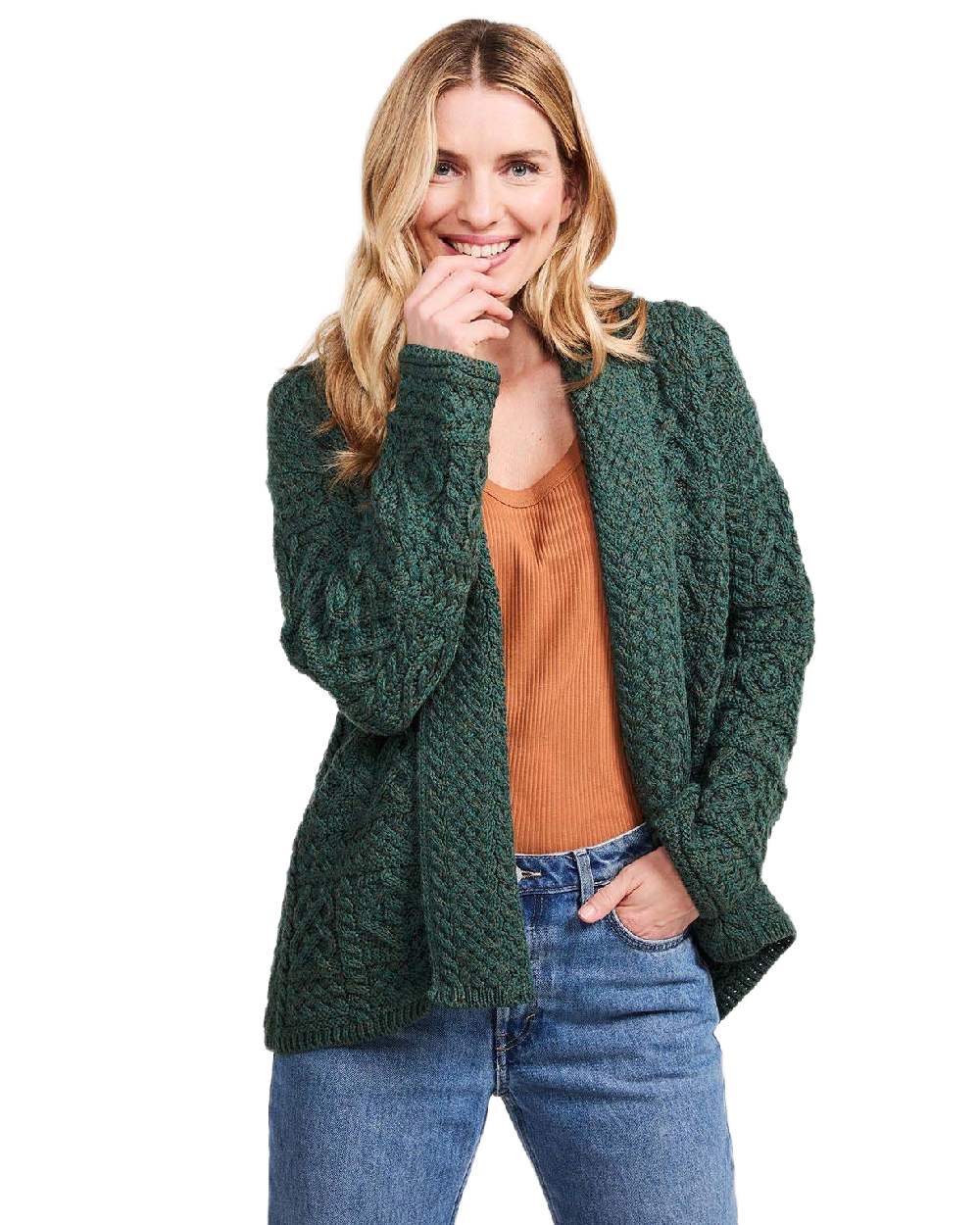 Aran Womens Liffey Merino Shawl Cardigan - Image 13