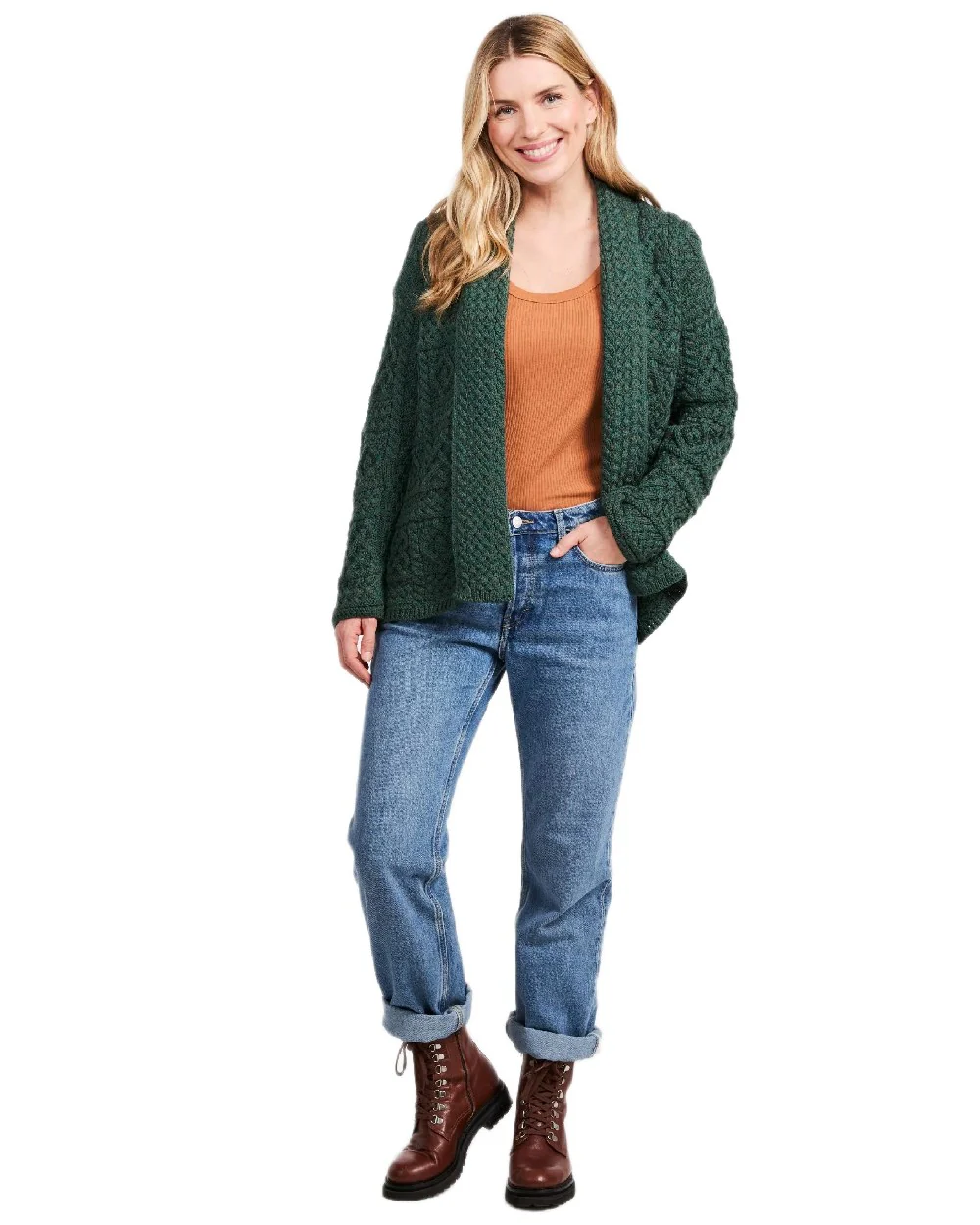 Aran Womens Liffey Merino Shawl Cardigan - Image 14