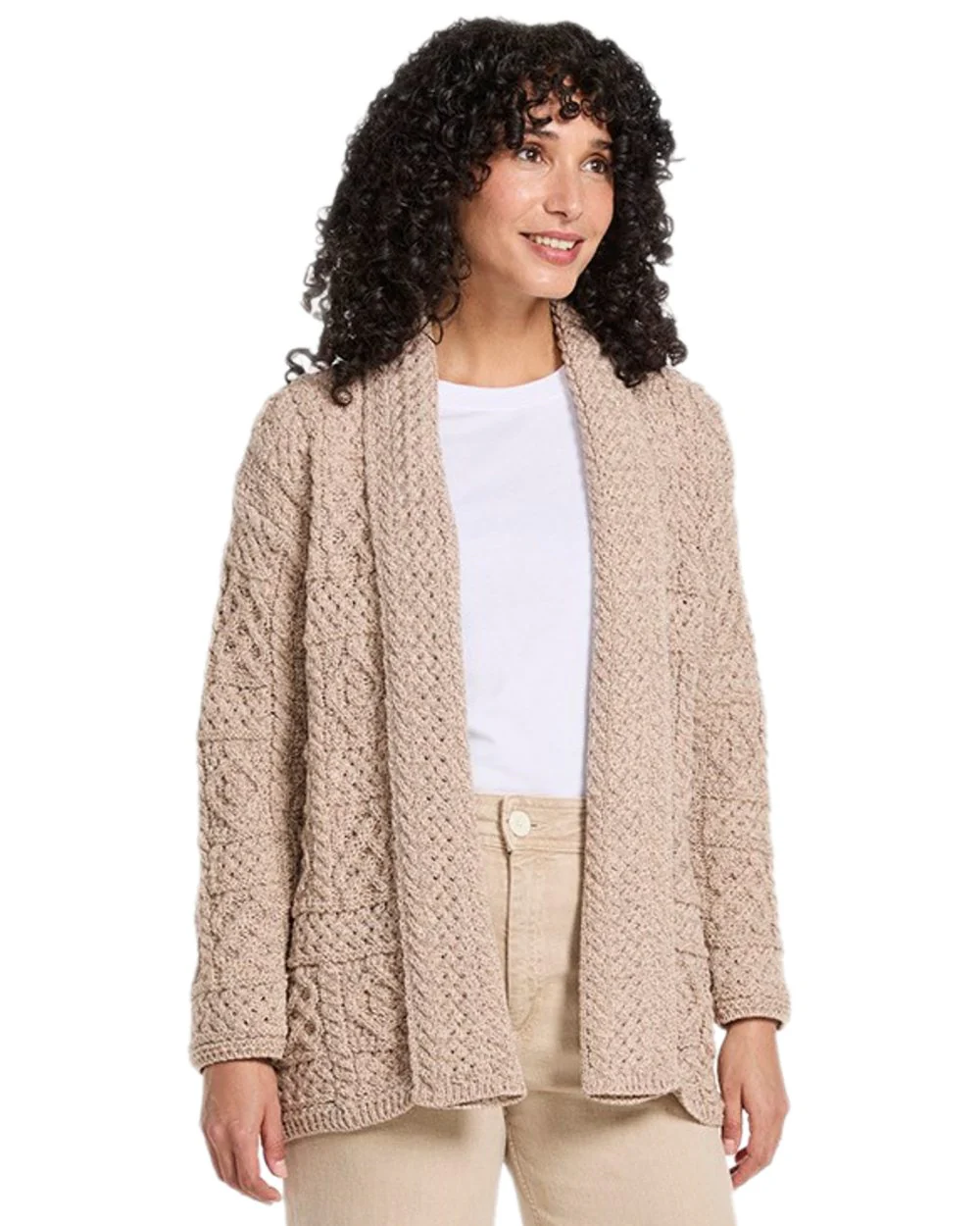 Aran Womens Liffey Merino Shawl Cardigan - Image 17