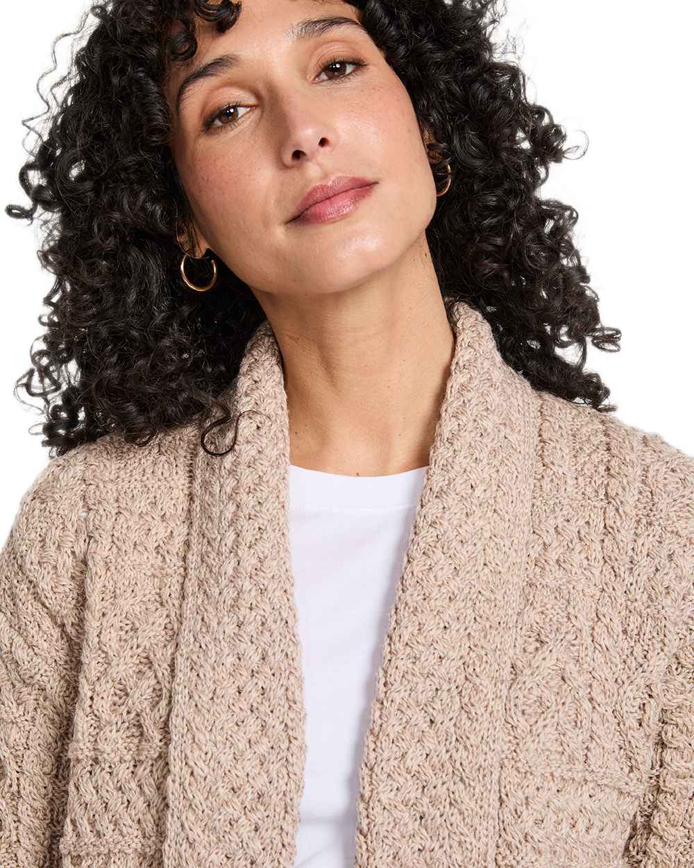 Aran Womens Liffey Merino Shawl Cardigan - Image 18