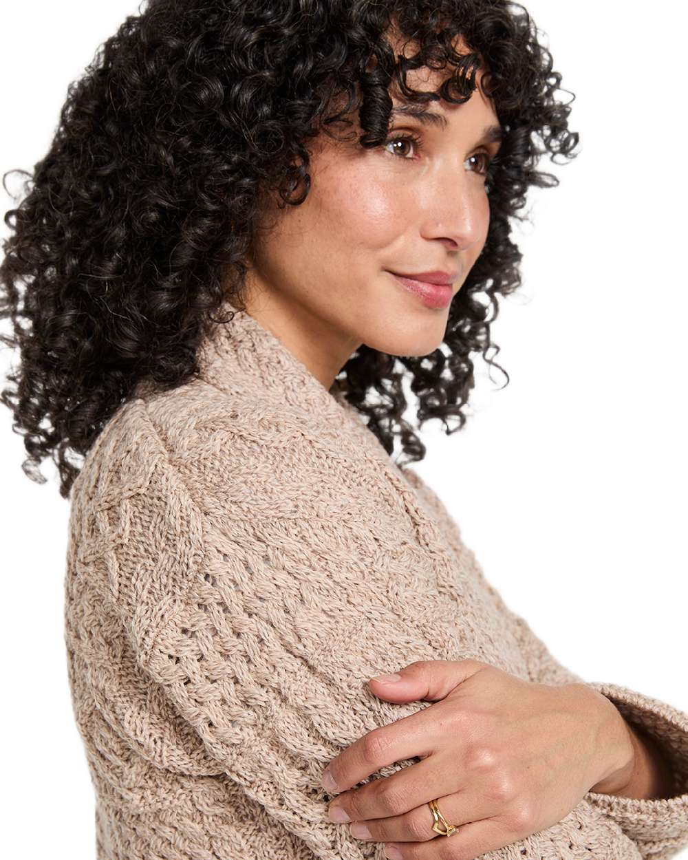 Aran Womens Liffey Merino Shawl Cardigan - Image 19